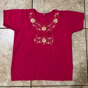 Embroidered Magenta Women's Top